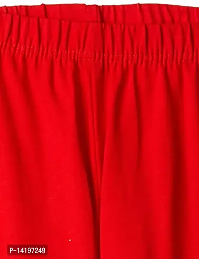 Stylish Red Cotton Solid Leggings For Girls-thumb3