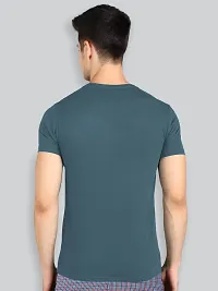 Reliable Blue Cotton Blend Solid Round Neck Tees For Men-thumb1