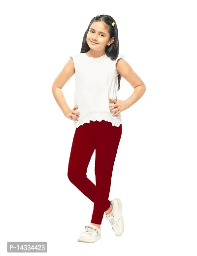 Alluring Red Cotton Solid Leggings For Girls-thumb0
