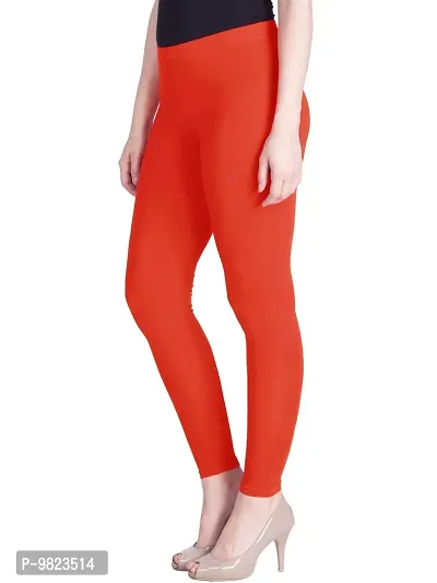 Lyra Women Ankle Length SQUASH ORANGE Cotton Leggings-thumb3