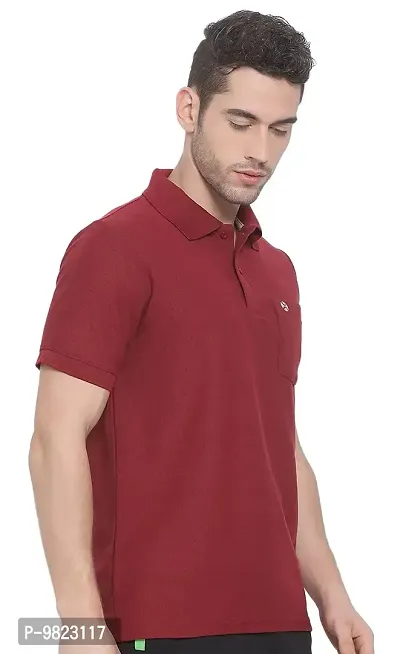 Lux Nitro Men's Maroon Cotton Polo T-Shirt with Pocket (Size : Small)-thumb4