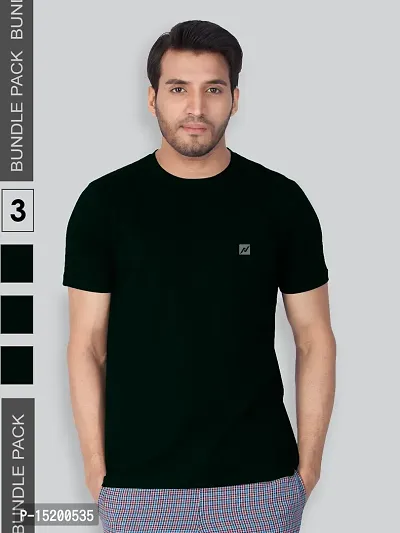 Reliable Black Cotton Blend Solid Round Neck Tees For Men