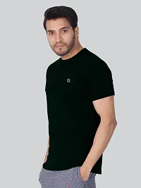 Reliable Black Cotton Blend Solid Round Neck Tees For Men- Pack Of 2-thumb2