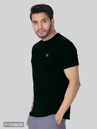 Reliable Black Cotton Blend Solid Round Neck Tees For Men- Pack Of 2-thumb3