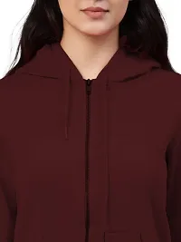 Lyra Women Zipper Hooded Sweatshirt (Pack of 2) Burgundy-thumb3