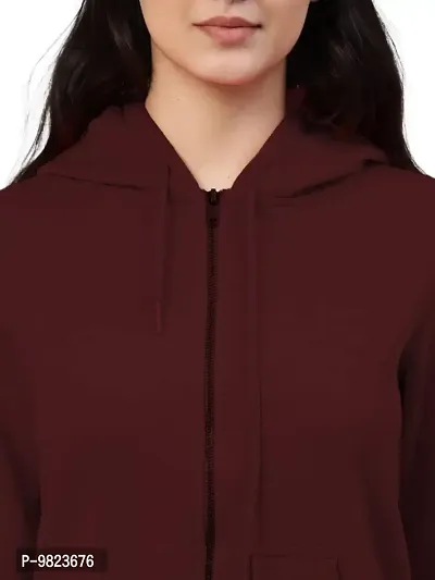 Lyra Women Zipper Hooded Sweatshirt (Pack of 2) Burgundy-thumb4