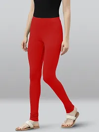 Lyra Solid Ultra Soft Fabric Red Premium Churidar Leggings-thumb2