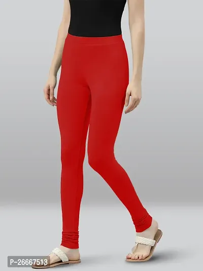 Lyra Solid Ultra Soft Fabric Red Premium Churidar Leggings-thumb3