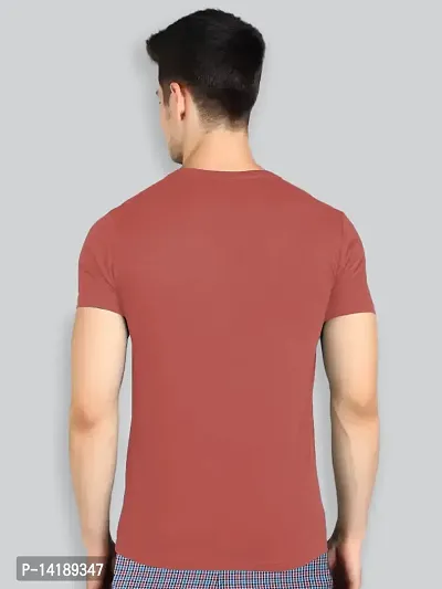 Reliable Red Cotton Blend Solid Round Neck Tees For Men- Pack Of 2-thumb2