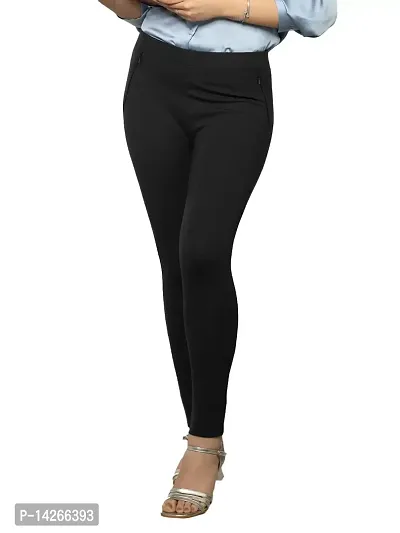 Elegant Black Cotton Blend Solid Trousers For Women-thumb2