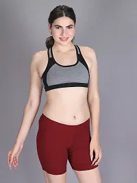 Lyra Maroon Cotton Blend Solid Cycling Shorts for Women-thumb4