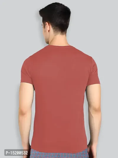 Reliable Pink Cotton Blend Solid Round Neck Tees For Men-thumb2