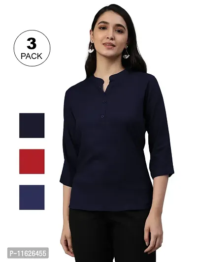 Elegant Rayon Solid Top For Women- Pack Of 3