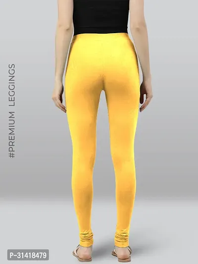 Fabulous Yellow Poly Viscose Solid Leggings For Women-thumb2