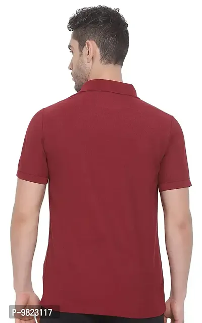 Lux Nitro Men's Maroon Cotton Polo T-Shirt with Pocket (Size : Small)-thumb2