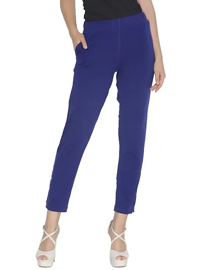 Solid Cotton Mid-Rise Trousers