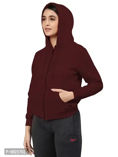 Lyra Women Zipper Hooded Sweatshirt (Pack of 2) Burgundy-thumb3