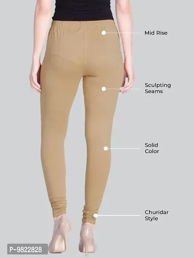 Lux Lyra Women's Slim Fit Cotton Leggings (LUX_Brown, Biscuit_Free Size)-thumb2