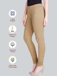 Lux Lyra Women's Slim Fit Cotton Leggings (LUX_Brown, Biscuit_Free Size)-thumb2