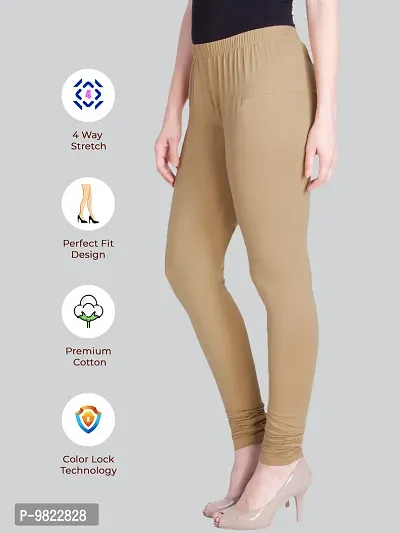 Lux Lyra Women's Slim Fit Cotton Leggings (LUX_Brown, Biscuit_Free Size)-thumb3