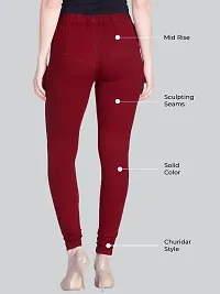 Lyra Women's Churidar Skinny Fit Leggings (LUX_Red, Maroon_Free Size)-thumb1