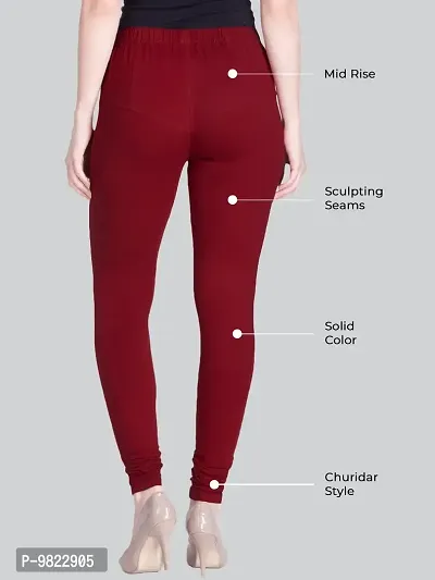 Lyra Women's Churidar Skinny Fit Leggings (LUX_Red, Maroon_Free Size)-thumb2