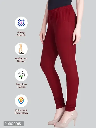 Lyra Women's Churidar Skinny Fit Leggings (LUX_Red, Maroon_Free Size)-thumb3