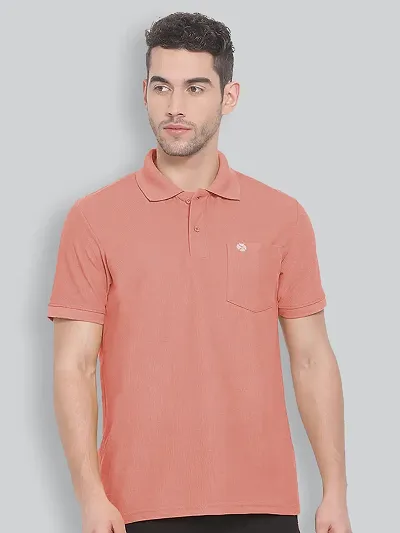 Men Solid Polo Neck Bright T-shirt With Pocket