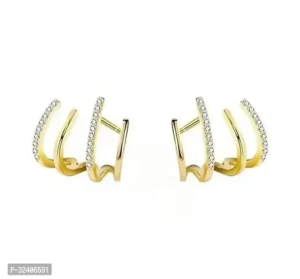 Korean Gold Plated Cubic Zirconia Claw Stud Earrings For Women/Girls-thumb0