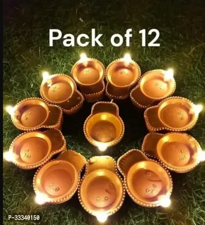 Decorative Plastic Water Sensor LED Diya For Diwali Decoration- 12 Pieces-thumb0