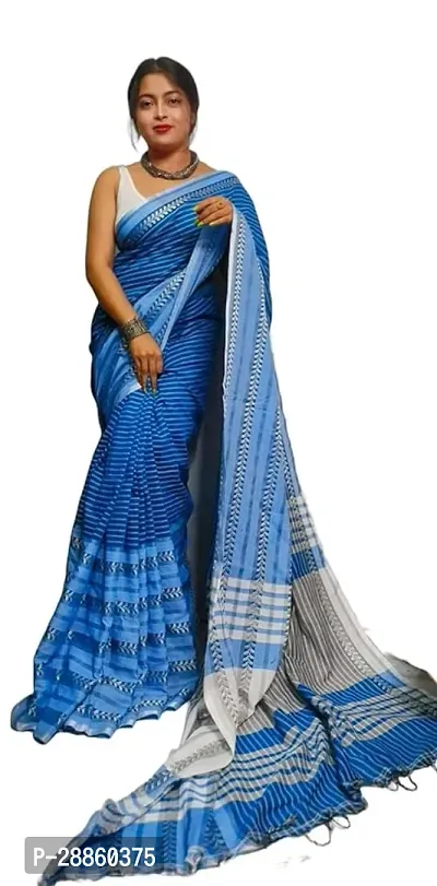 Stylish Cotton Saree with Blouse piece For Women-thumb0