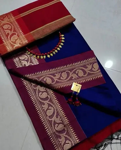Beautiful khadi Cotton Sarees With Blouse Piece