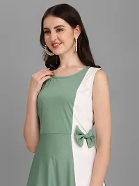 Stylish Green Lycra Solid A-Line Dress For Women-thumb2