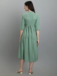 Stylish Green Lycra Solid A-Line Dress For Women-thumb1