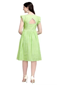 Stylish Green Lycra Striped A-Line Dress For Women-thumb3