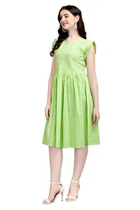 Stylish Green Lycra Striped A-Line Dress For Women-thumb2