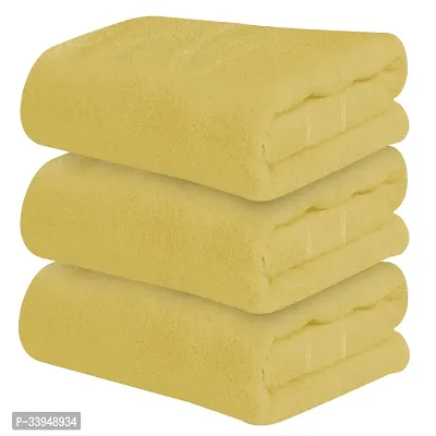 Comfortable Yellow Cotton Self Pattern Bath Towels Pack of 3