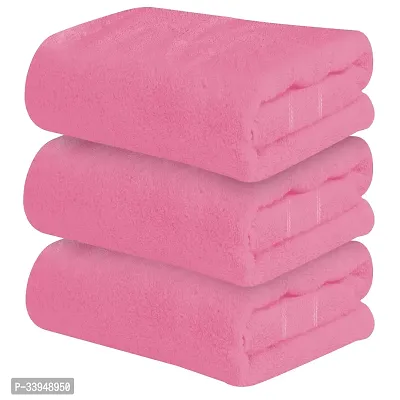 Comfortable Pink Cotton Self Pattern Bath Towels Pack of 3