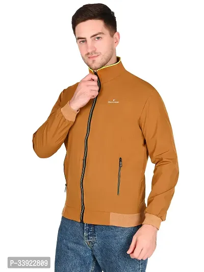 Stylish Brown Cotton Blend Solid Long Sleeves Jackets For Men-thumb4