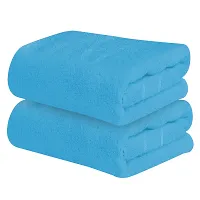 Comfortable Blue Cotton Self Pattern Bath Towels-thumb4