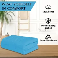 Comfortable Blue Cotton Self Pattern Bath Towels-thumb2