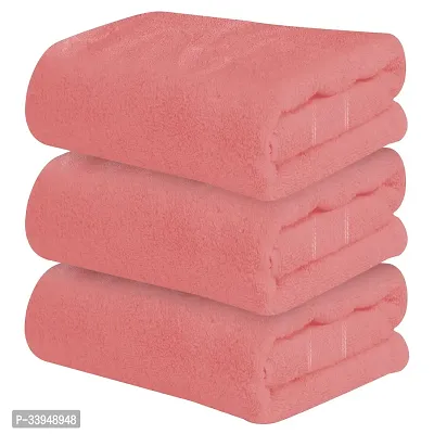 Comfortable Peach Cotton Self Pattern Bath Towels Pack of 3