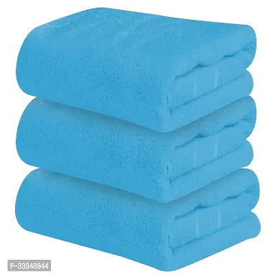 Comfortable Blue Cotton Self Pattern Bath Towels Pack of 3