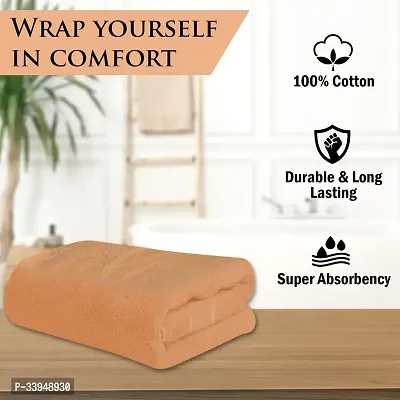 Comfortable Orange Cotton Self Pattern Bath Towels-thumb5