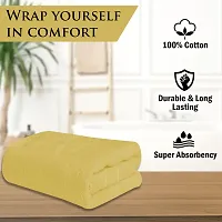 Comfortable Yellow Cotton Self Pattern Bath Towels-thumb4