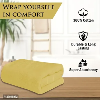 Comfortable Yellow Cotton Self Pattern Bath Towels-thumb5