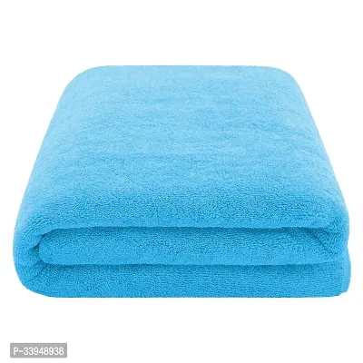 Comfortable Blue Cotton Self Pattern Bath Towels