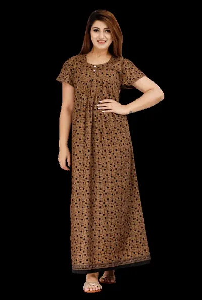 coolswagg Melcro Womens Comfortable Trendy Nighty (Night Dress) (Brown, 1)