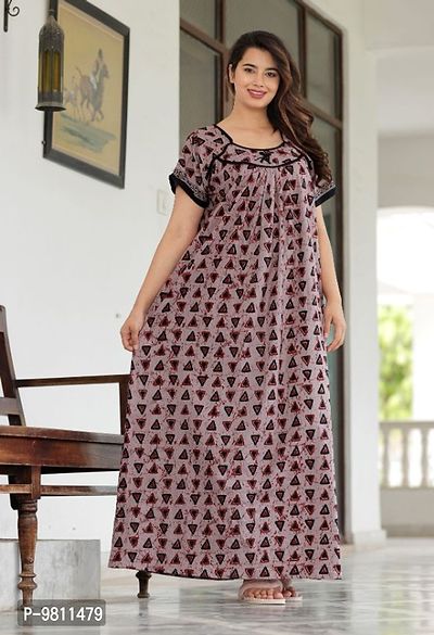 Cotton printed nighty gown on sale