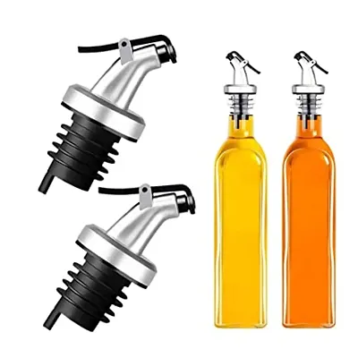 Glass Oil Bottle, Olive Oil Dispenser -with Pourer Spout, Stopper